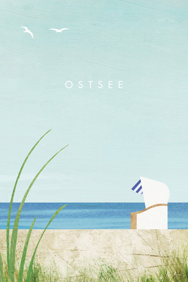 Ostsee beach chair travel poster by Henry Rivers.