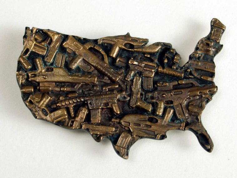 gun landscape, brooch