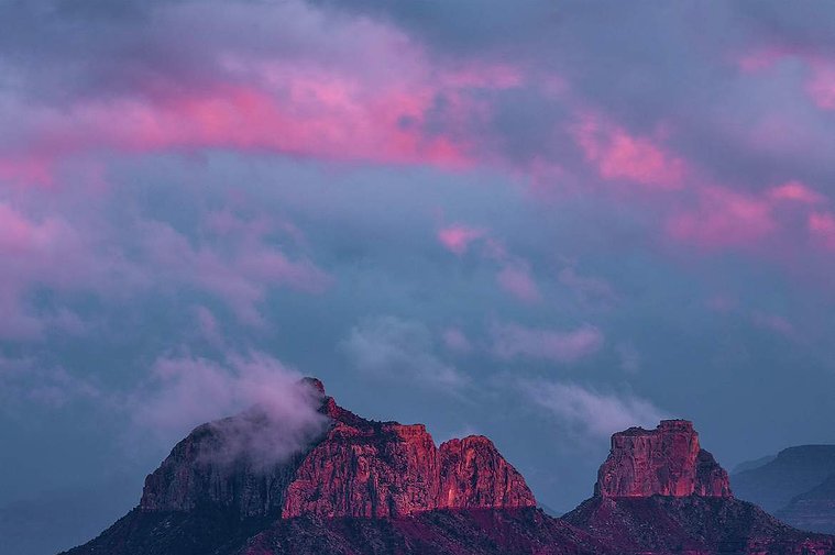Grand Canyon pink light after the storm.