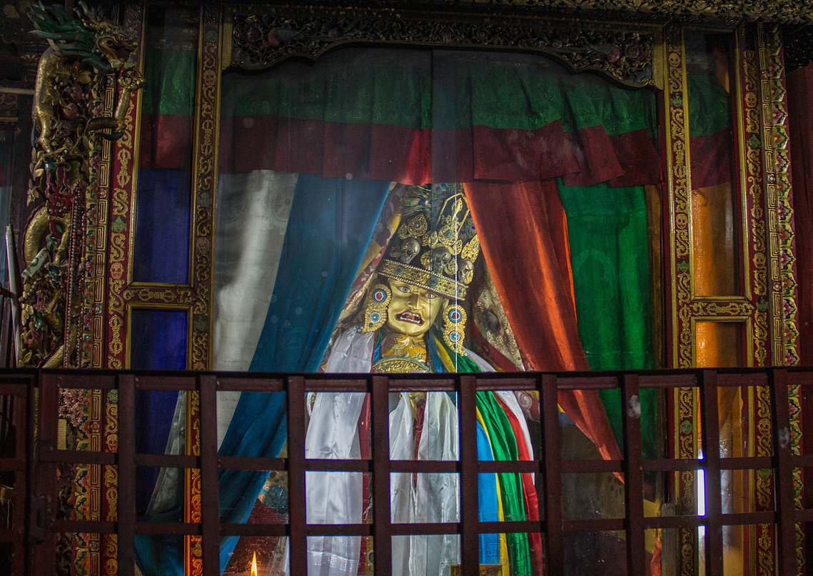 State Oracle, Nechung Monastery, Lhasa, Tibet, a Bon tradition.