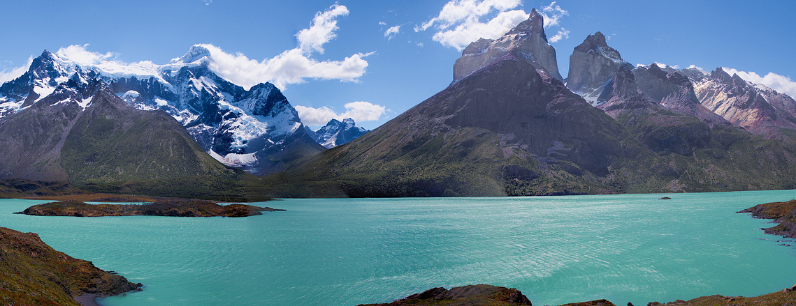 Panorama of Torres del Paine National Park in Patagonia, Chile