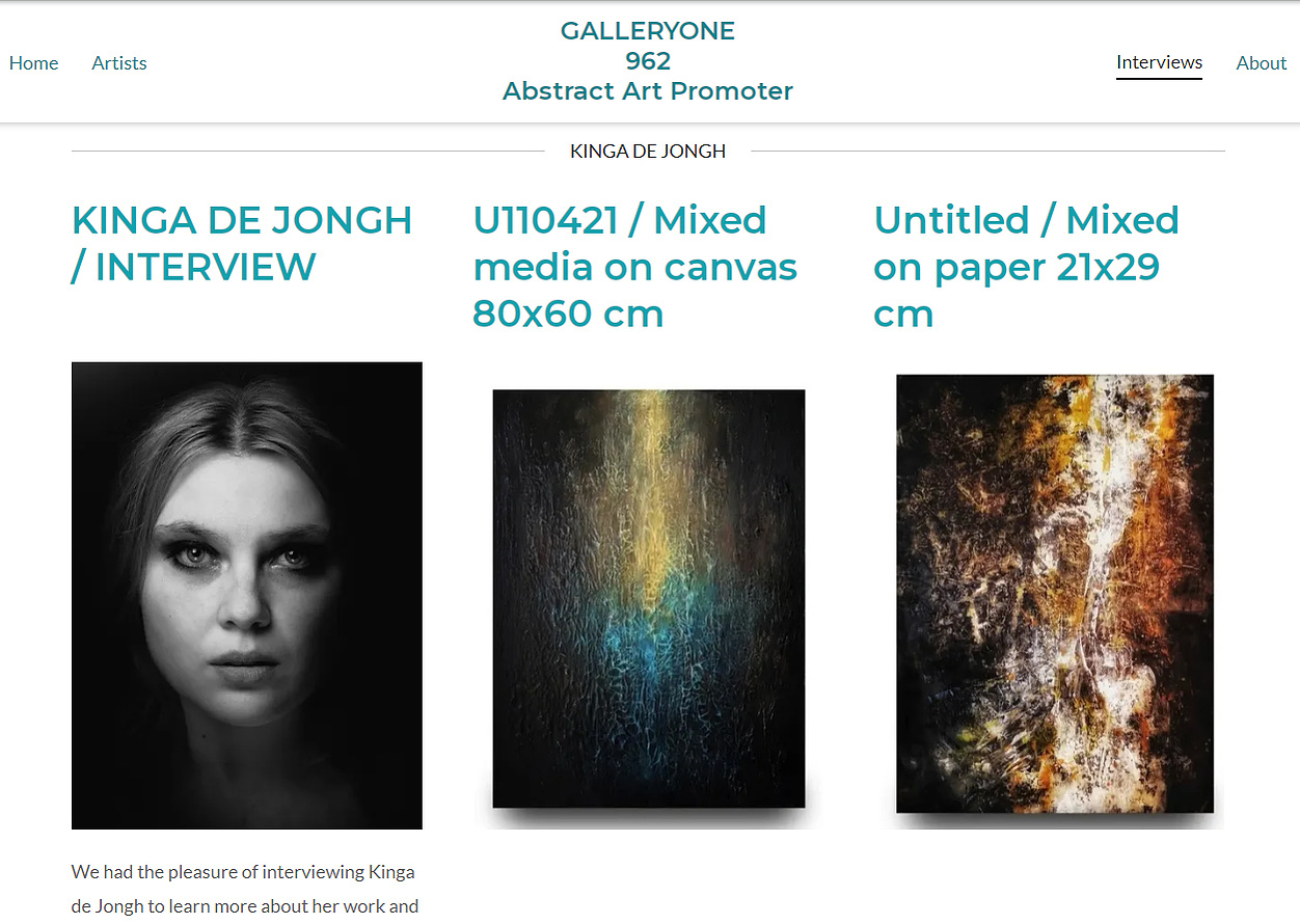 The interview page at Gallery One962