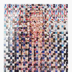Fake Muse #3 a large collage art work by Tasmanian contemporary visual artist Diane Allison of HALLISON Studios made from hand cut squares of Harpers Bazaar fashion magazine covers to form a large scale magazine cover.