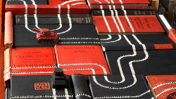 Historical Record #2: Number without Record artwork by Tasmanian artist Patrick Hall using vinyl LP records and toy model soldiers in the form of a large LP record