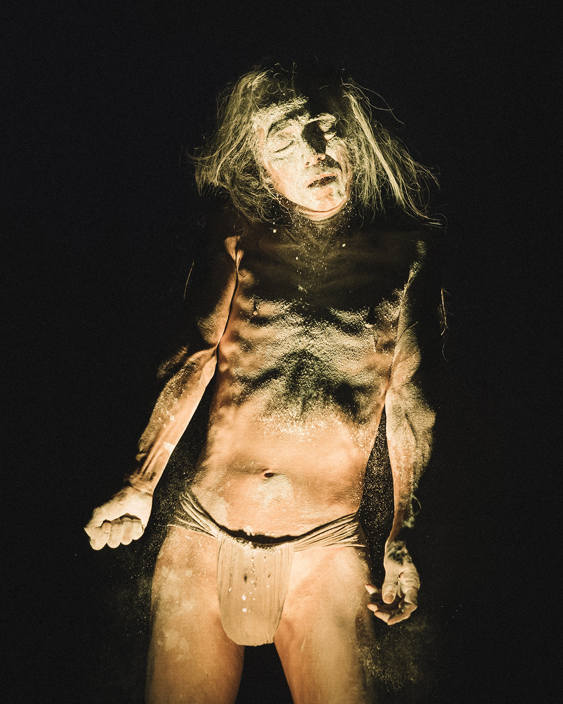 Master Japanese Butoh artist performer dancer Atsushi Takenouchi during his work HANA. Butoh photography by Butoh dance photographer Darren Gill