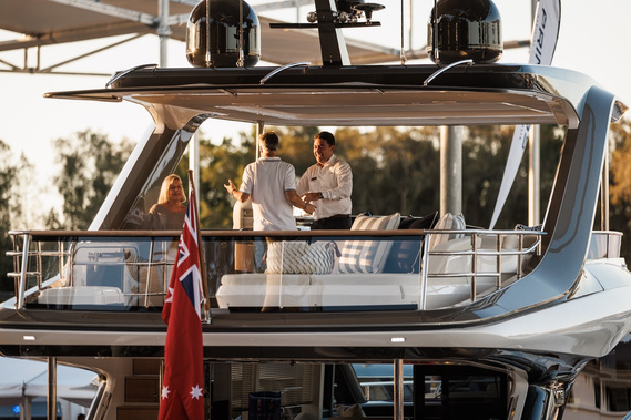 Touring the Princess Yachts Y72 at the Sanctuary Cove International Boat Show. Boat show photography by luxury yacht photographer Darren Gill.