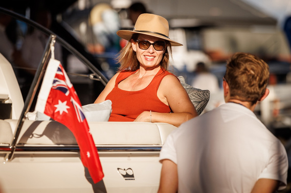 Aboard Princess Yachts at the Sanctuary Cove International Boat Show. Boat show photography by boat show event photographer Darren Gill.