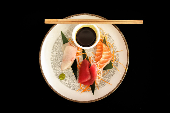 Sashimi platter served at the Princess Yachts display at the Sydney International Boat Show. Boat show photography by Australian boat show photographer Darren Gill.