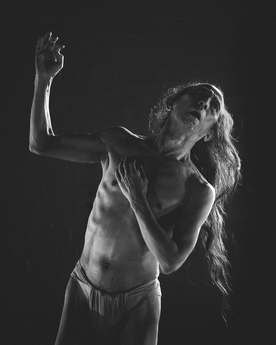 Master Japanese Butoh artist performer dancer Atsushi Takenouchi during his work HANA Photographed by Australian Butoh dance photographer Darren Gill