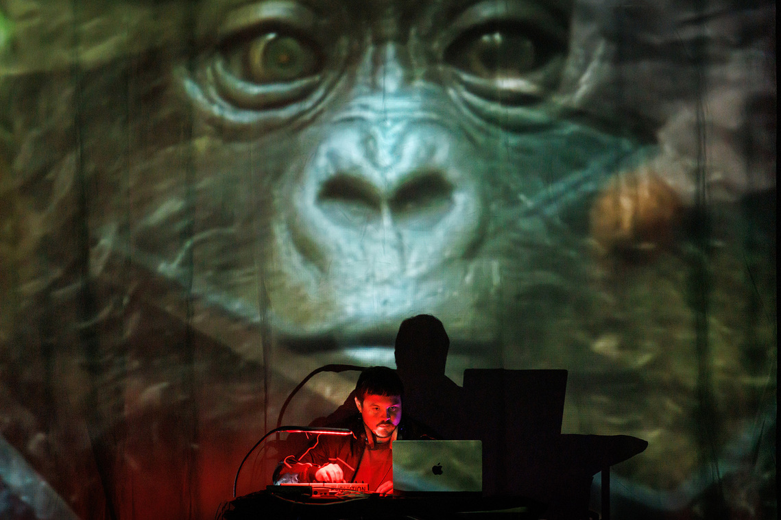 Electronic sound artist Jack Palmer during Axon by Speak Percussion at Darebin Arts Centre for Darebin Arts SpeakEasy. Art music photography by Melbourne based music photographer Darren Gill