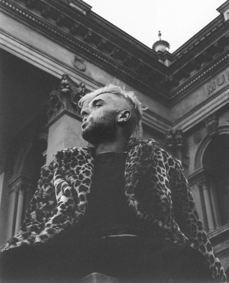 Music photography portrait of Kit Hepburn (Zac Kazepis) for Spotify single release. Photograph taken on Mamiya RZ67 medium format camera and Kodak Tri-x film in Fitzroy, Melbourne by music photographer Darren Gill