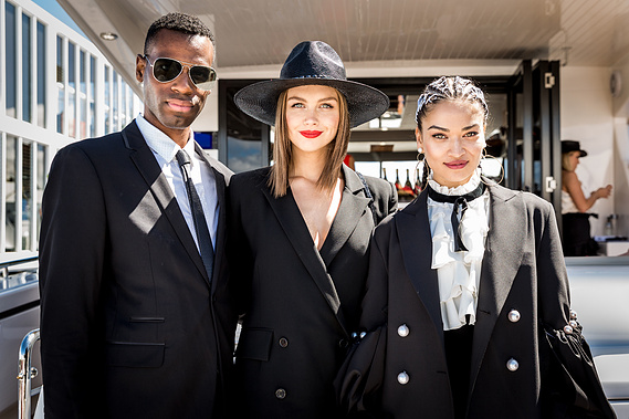 Ksenija Lukich and Shania Sheik at Mumm Yacht Club during the Melbourne Cup Spring Racing Carnival for Mumm Champagne