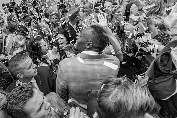 Usain Bolt partying at the GH Mumm Melbourne Cup Mumm Yacht Club