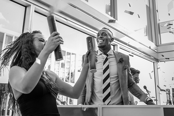 Usain Bolt djing at the GH Mumm Birdcage at the Melbourne Cup Carnival 