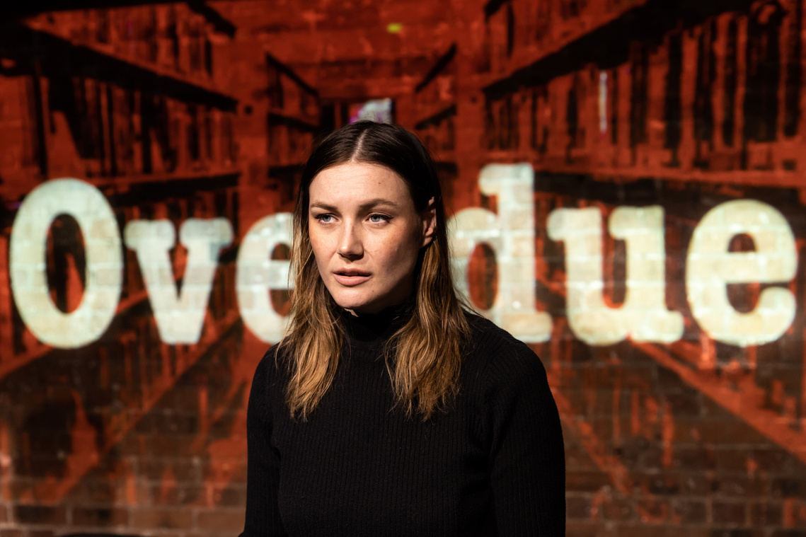 Annie Lumsden on stage for Post- which was written by Jane Miller and direct by Beng Oh. Play reading performed at La Mama Theatre for the War-Rak Banksia Festival. Production photography by Darren Gill