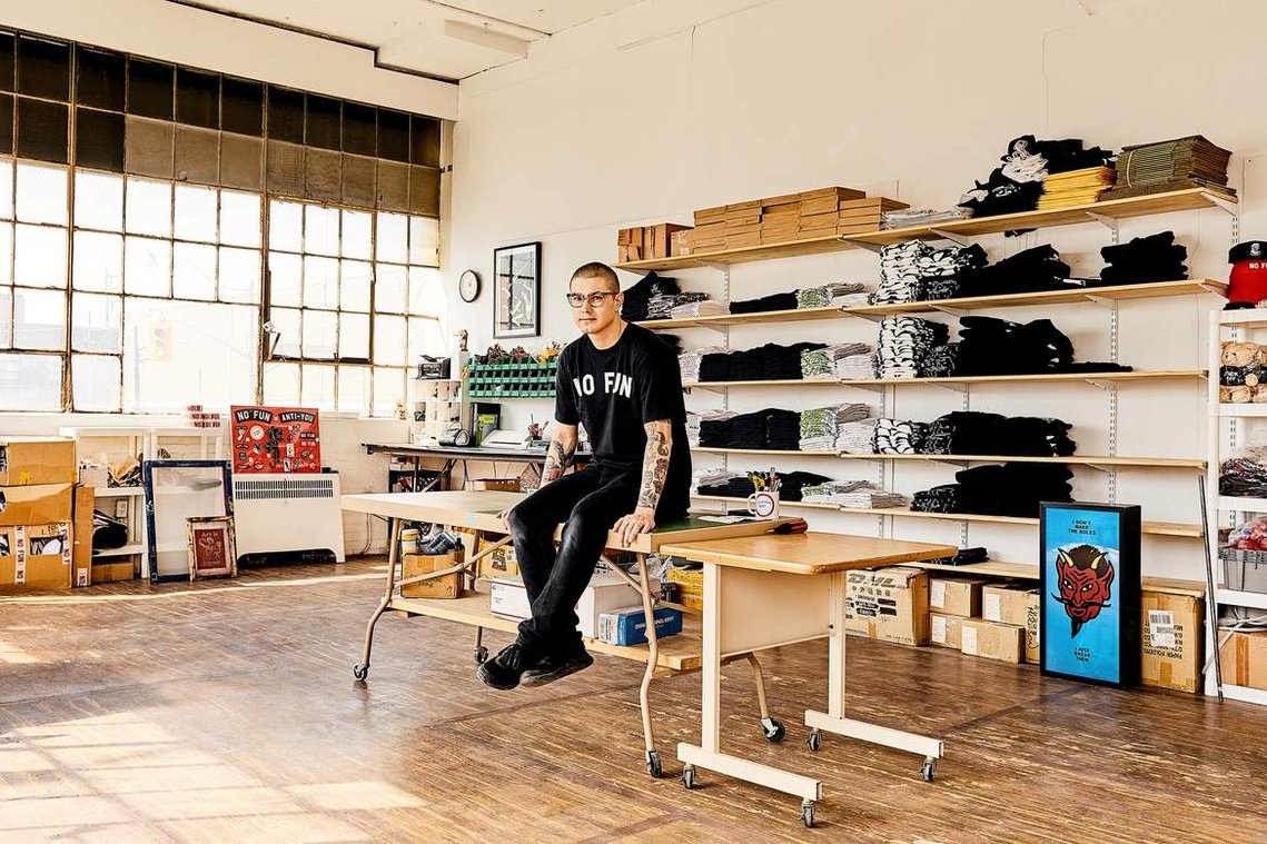 photo: Luis Mora - Reilly Hodgson at his No Fun HQ, April '19
