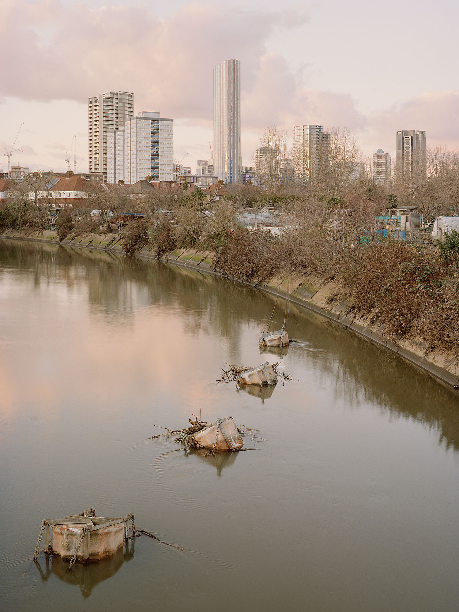 Urban architectural Fine art Landscape of the River Lea part of personal project Sugar Coated Island with views on Stratford, London