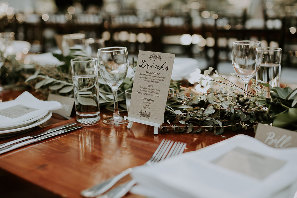 Rustic wedding drinks menu