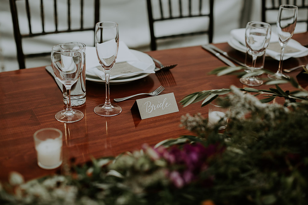 Hand lettered botany place cards - bride