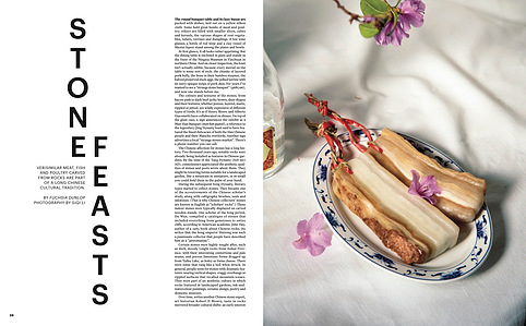 Still life photography. Chinese Meat Shaped Stones, for the Financial Times Weekend Magazine article - Stone Feasts, by writer Fuchsia Dunlop. Siqi Li is an award winning artist and photographer based in London and Beijing.