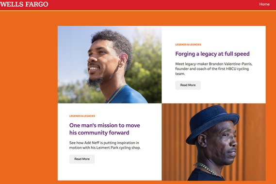 Article/Long-form copy for Wells Fargo's landing page for their Legends and Legacies campaign. 