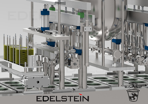 Multi-Lane Cup Filling-Sealing Machine, Pre-form foil, Piston liquid filling