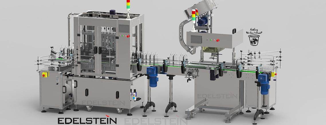 Plastic Bottle Filling Line for Milk : Accumulate Rotary Table + In-Line Bottle Pressure Overflow Filler + In-Line Bottle Spindle Screw Capper