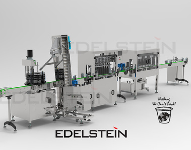 Glass Bottled  Drinking Water Line: Accumulation Table + Linear Bottle Rinser + Linear Bottle Overflow Filler + In-Line Bottle ROPP Capper + Bottle Self-adhevive Labeler