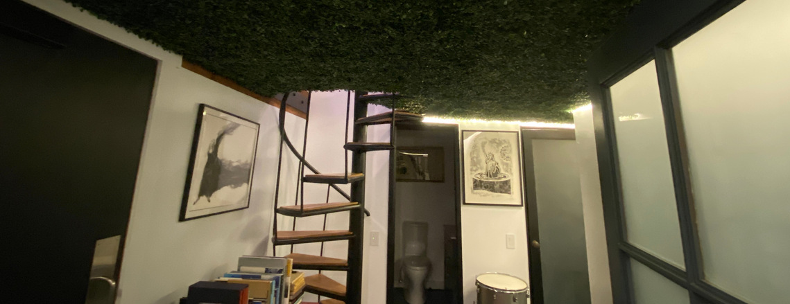 I installed this artificial plant covering along this ceiling for a music studio in Topanga.