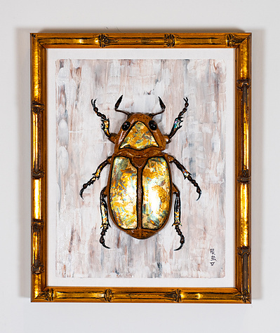 beautiful beetle ceramic bug framed