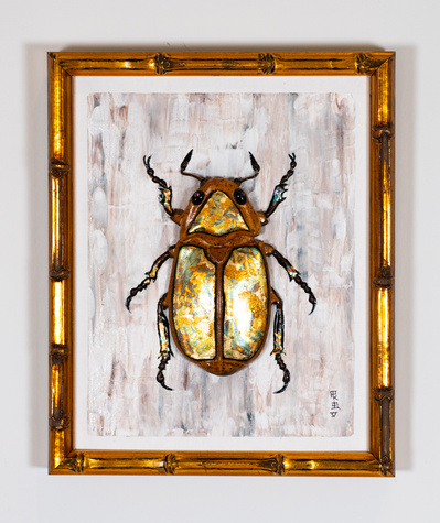 beautiful beetle ceramic bug framed