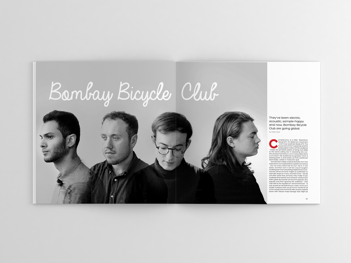 Mock up of center fold article on Bombay Bicycle Club