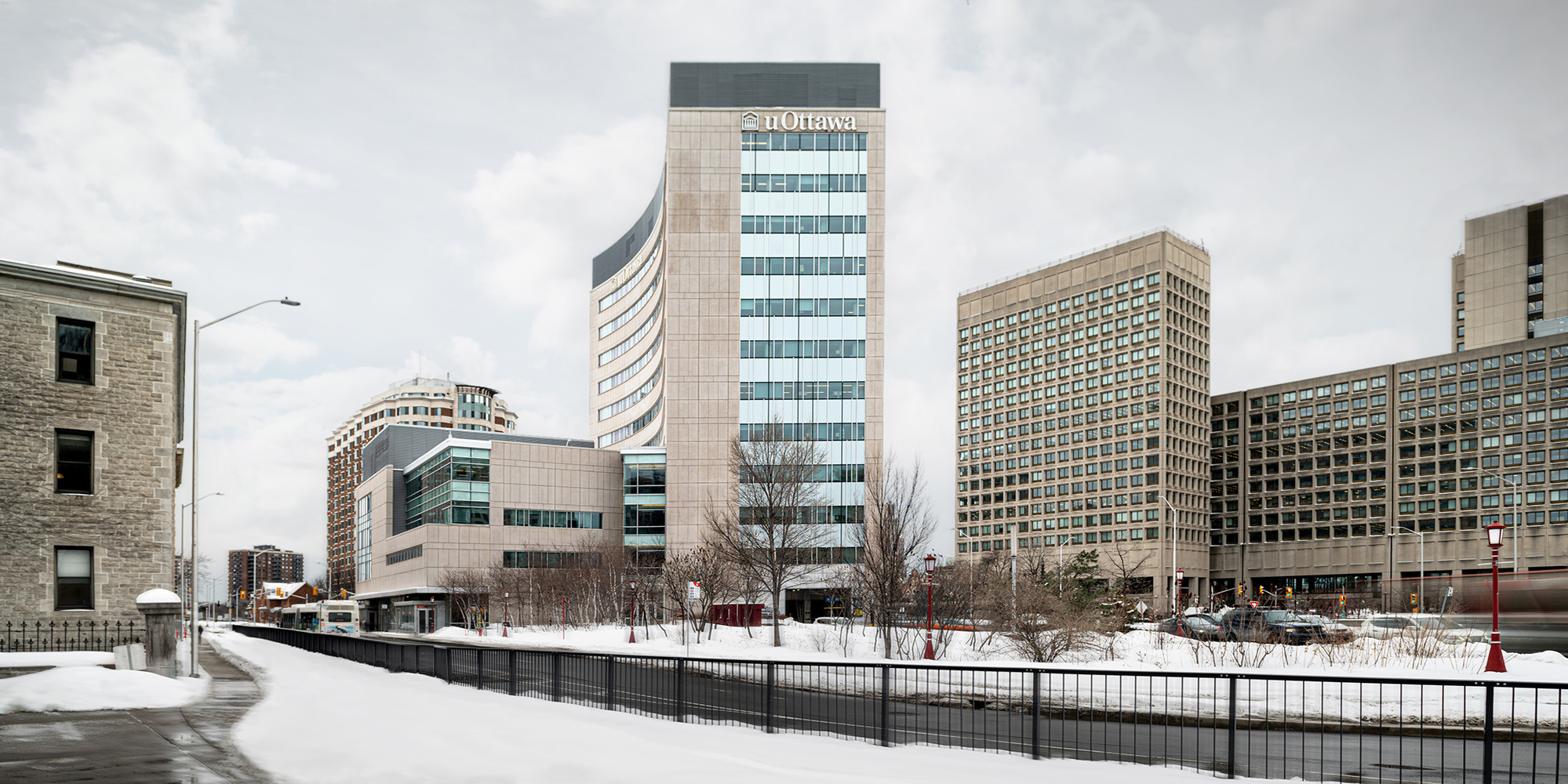 Desmarais Building along bus route Ottawa in winter by Frank Fenn Architectural Photographer