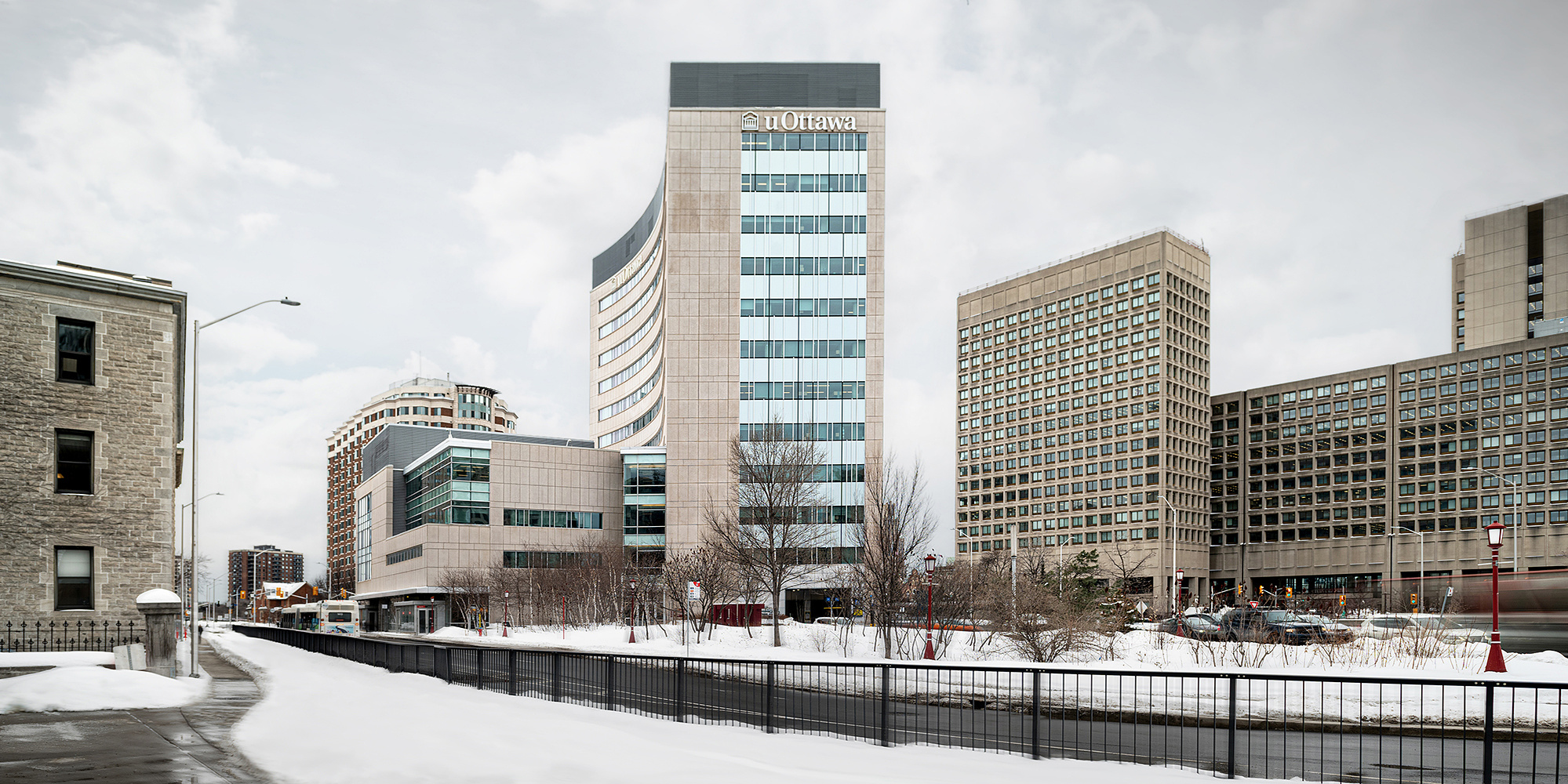 Desmarais Building along bus route Ottawa in winter by Frank Fenn Architectural Photographer
