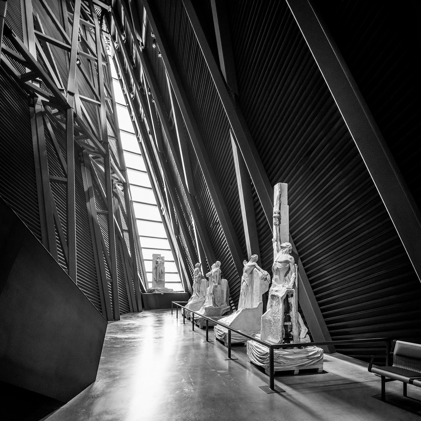 Canadian War Museum Vimy display in black at white by Frank Fenn