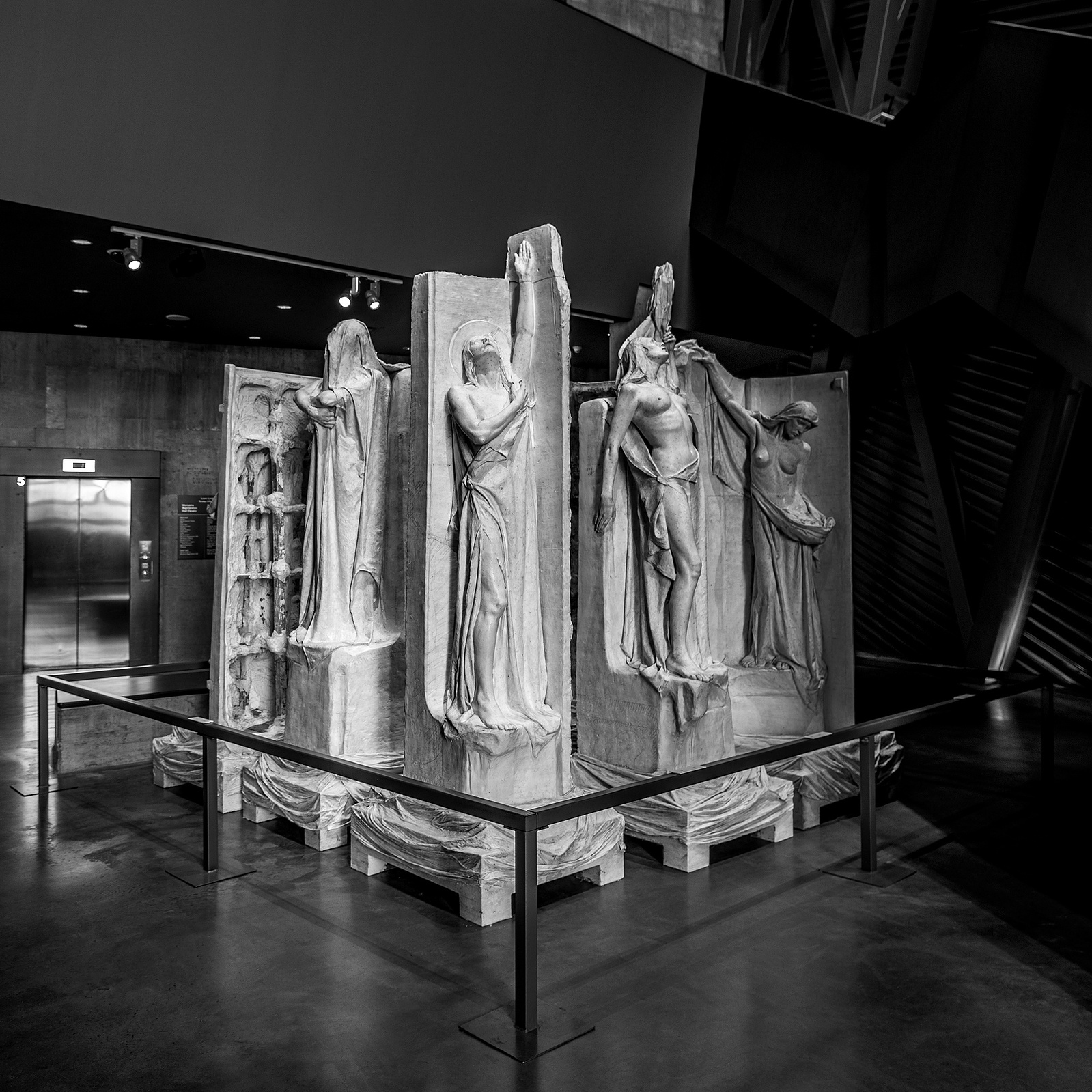 Canadian War Museum Vimy display in black at white by Frank Fenn