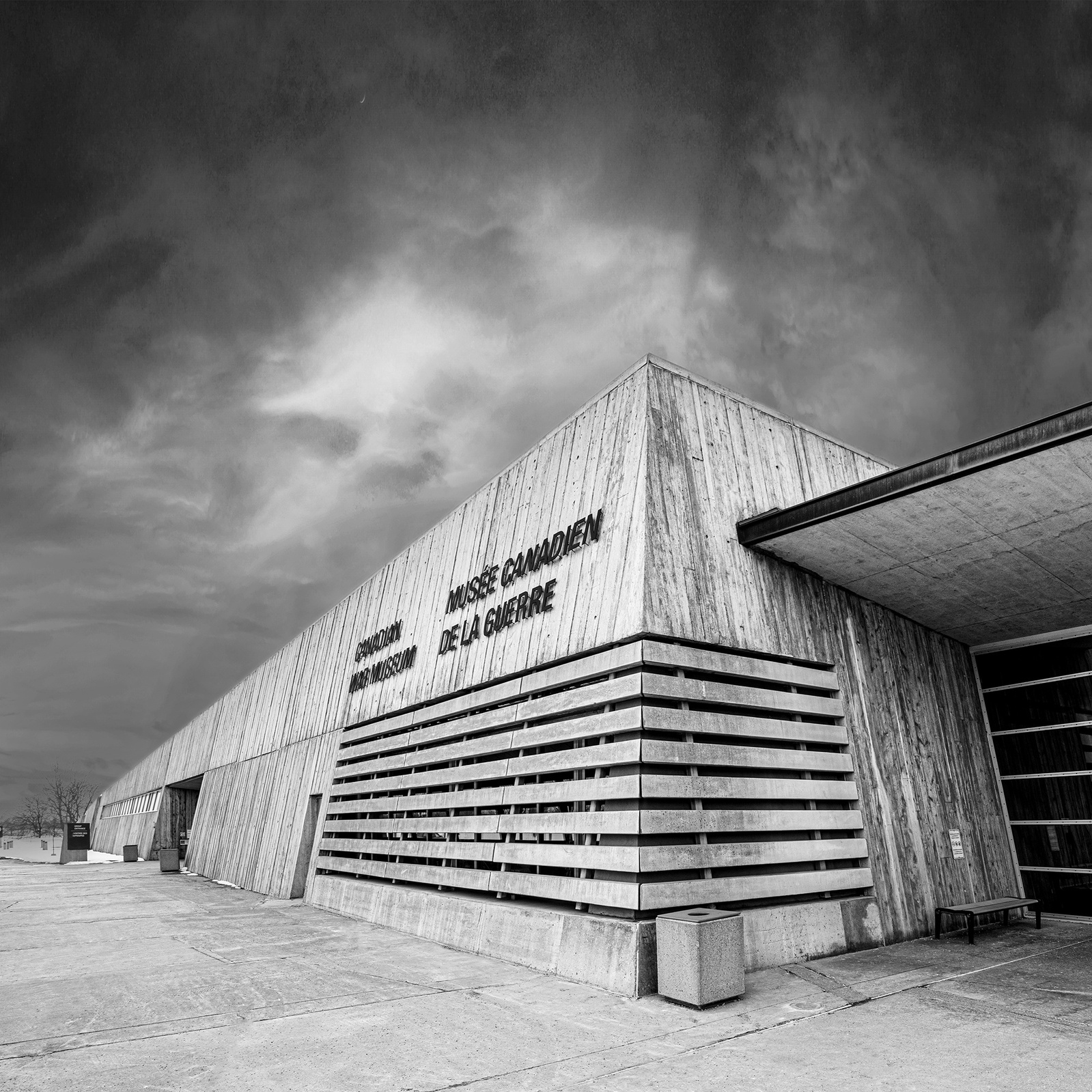 Canadian War Museum entrance in black at white by Frank Fenn