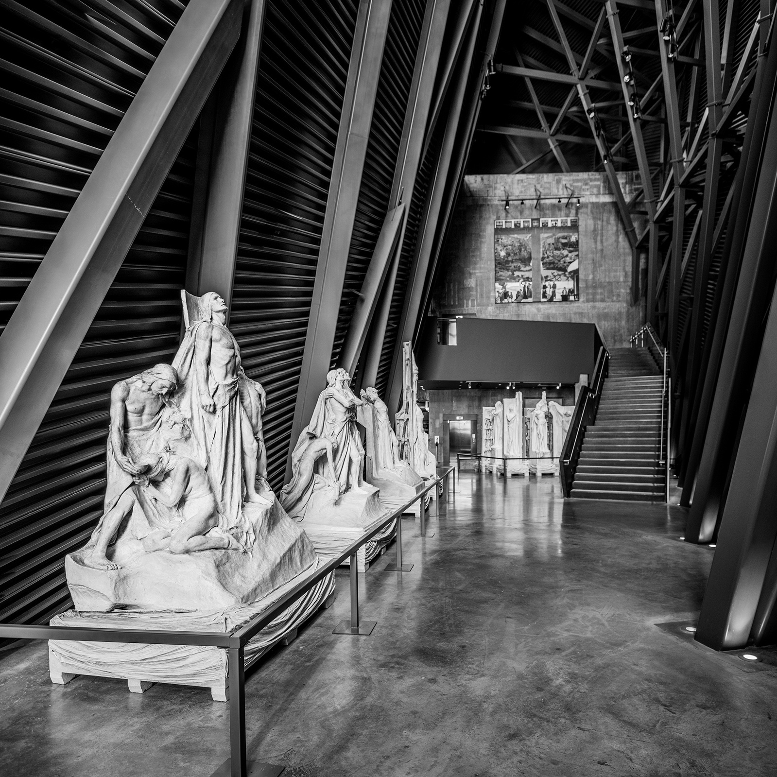 Canadian War Museum Vimy display in black at white by Frank Fenn