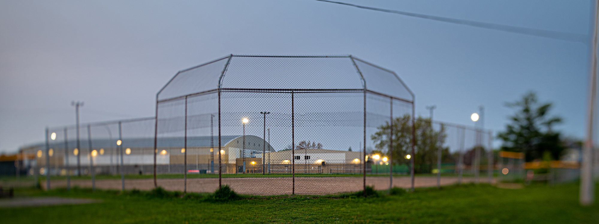Smiths Falls baseball diamond at blue hour by Frank Fenn