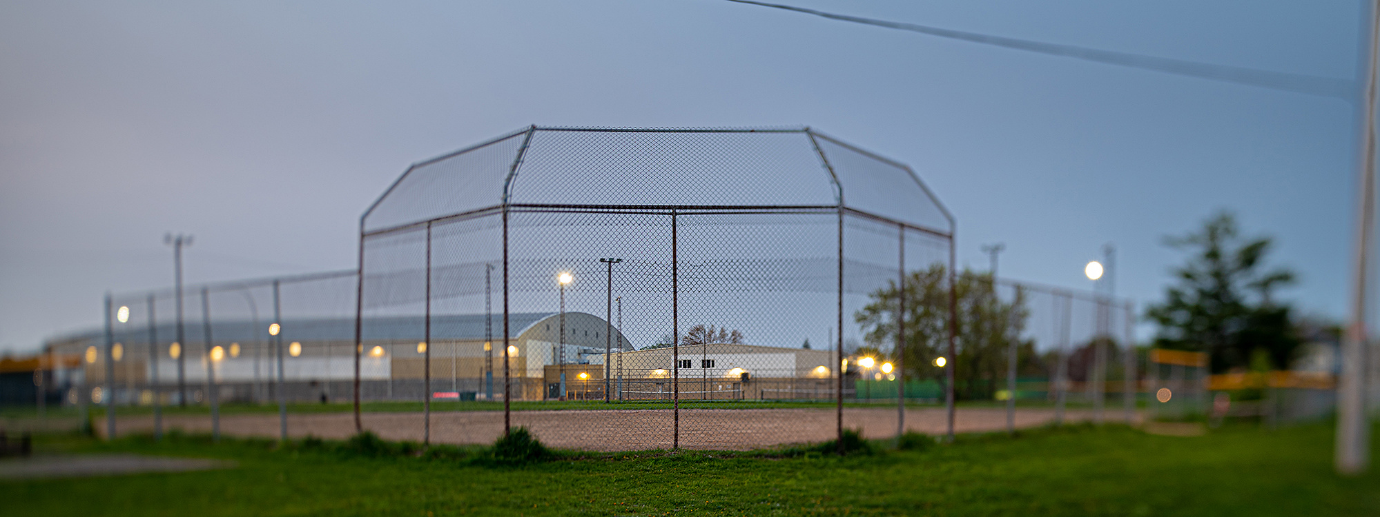 Smiths Falls baseball diamond at blue hour by Frank Fenn