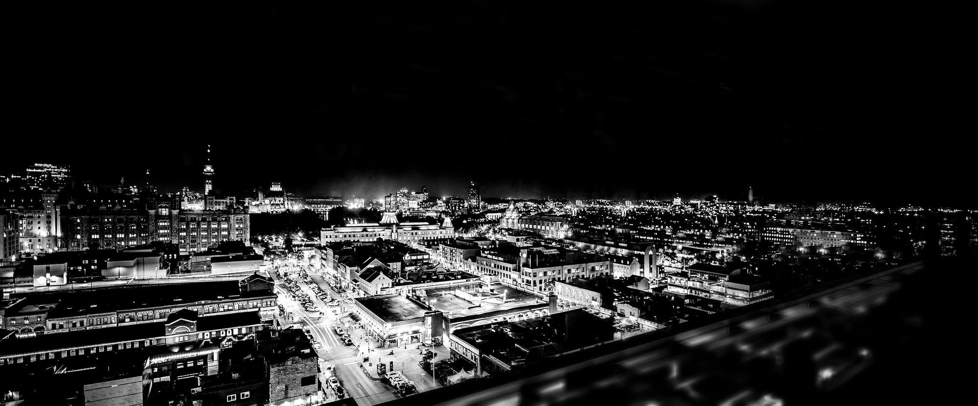 Ottawa's Byward Market photographed at night from Andaz rooftop bar by Architectural Photographer Frank Fenn IDEA3