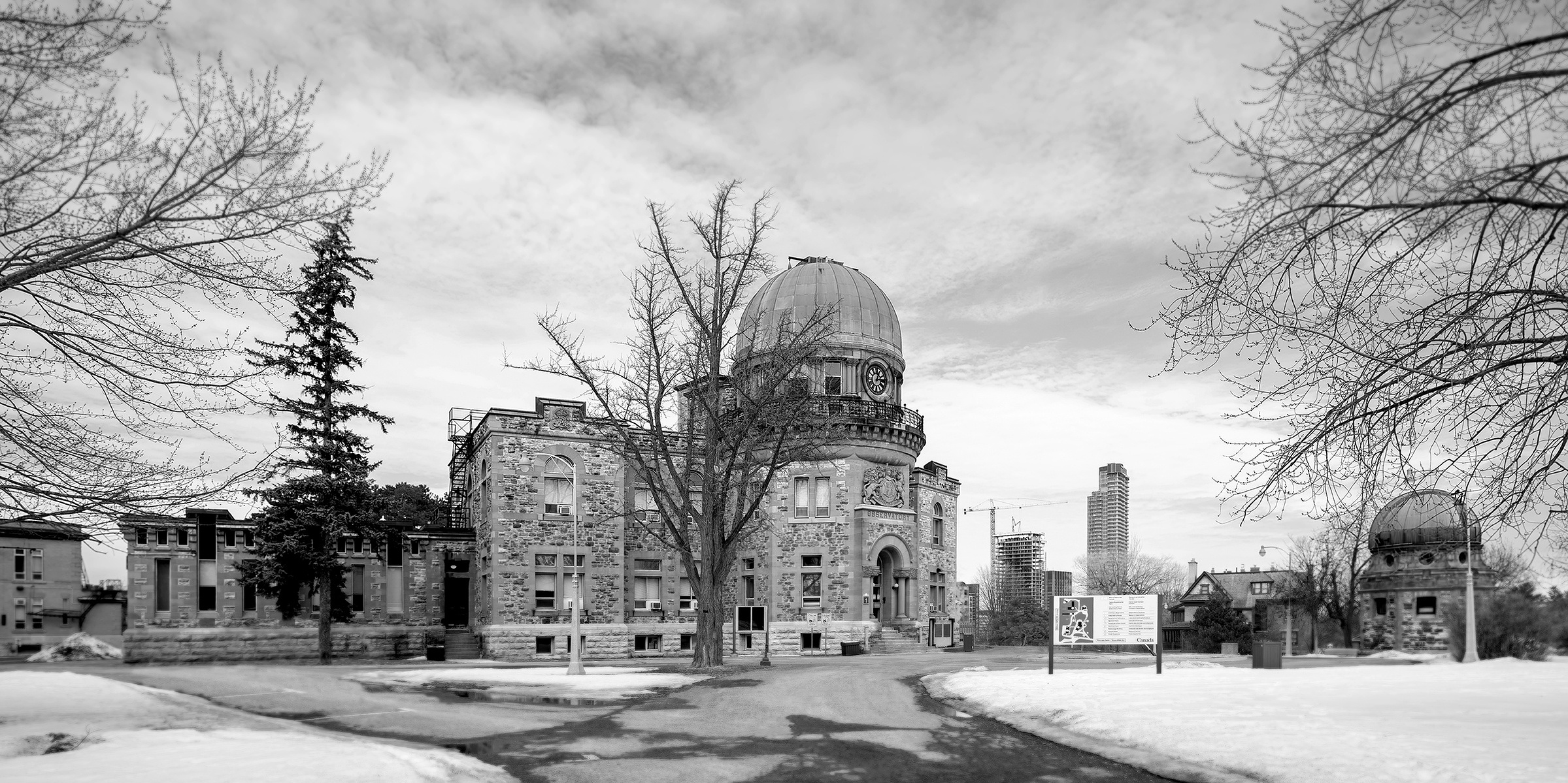 Dominion Observatory Ottawa in black and white