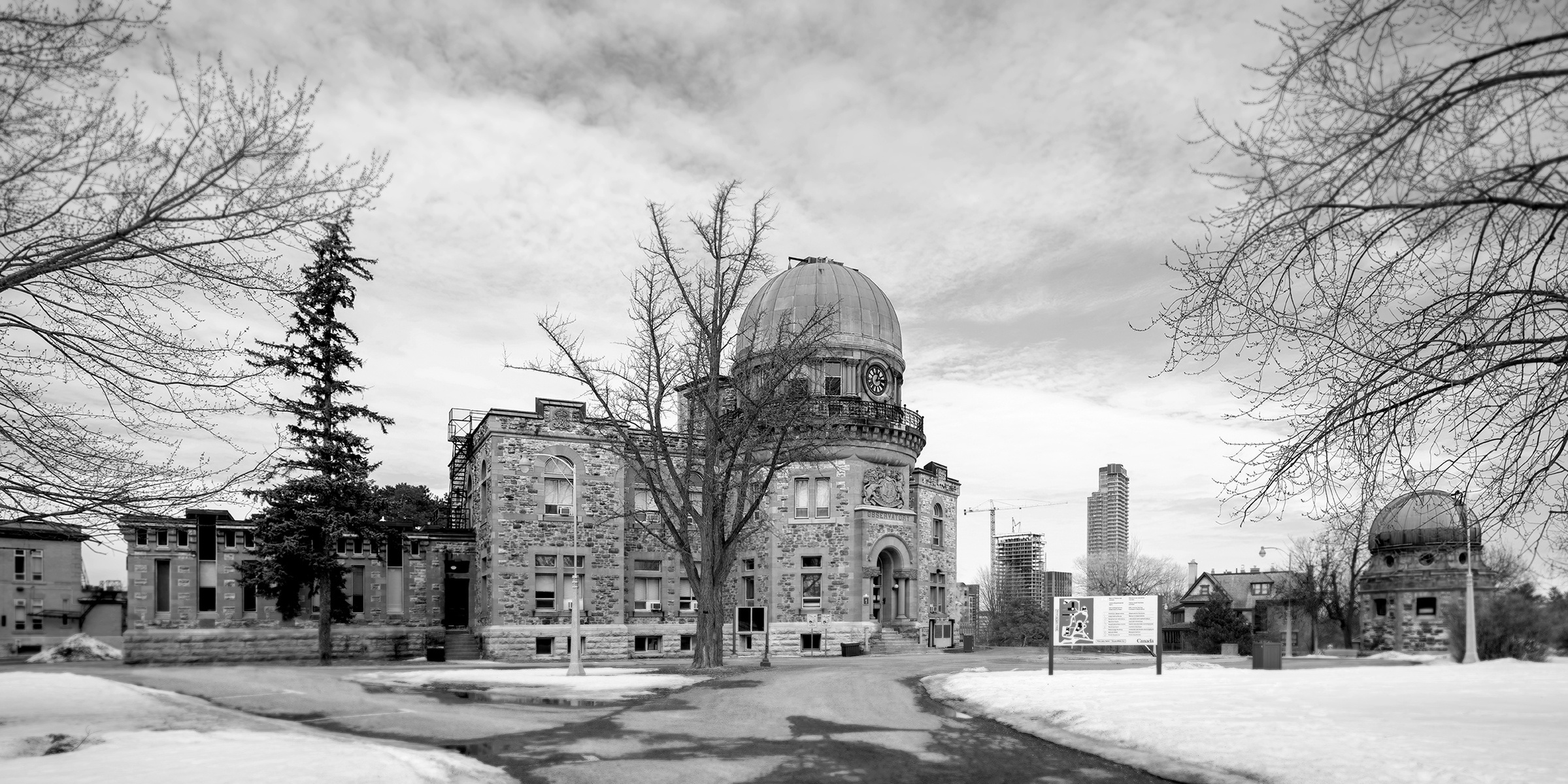 Dominion Observatory Ottawa in black and white