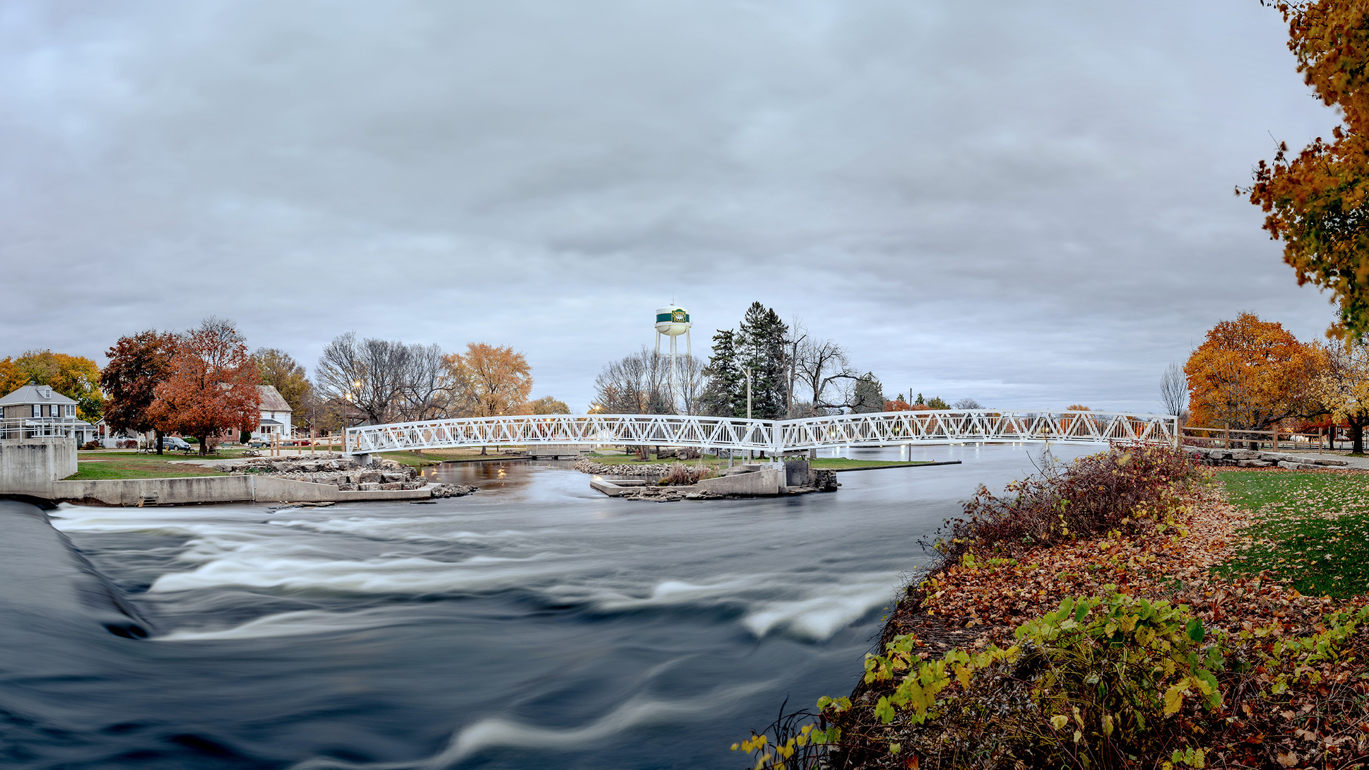 Maadi bridge in Smiths Falls during day architectural photograph by Frank Fenn Canadian Photographer