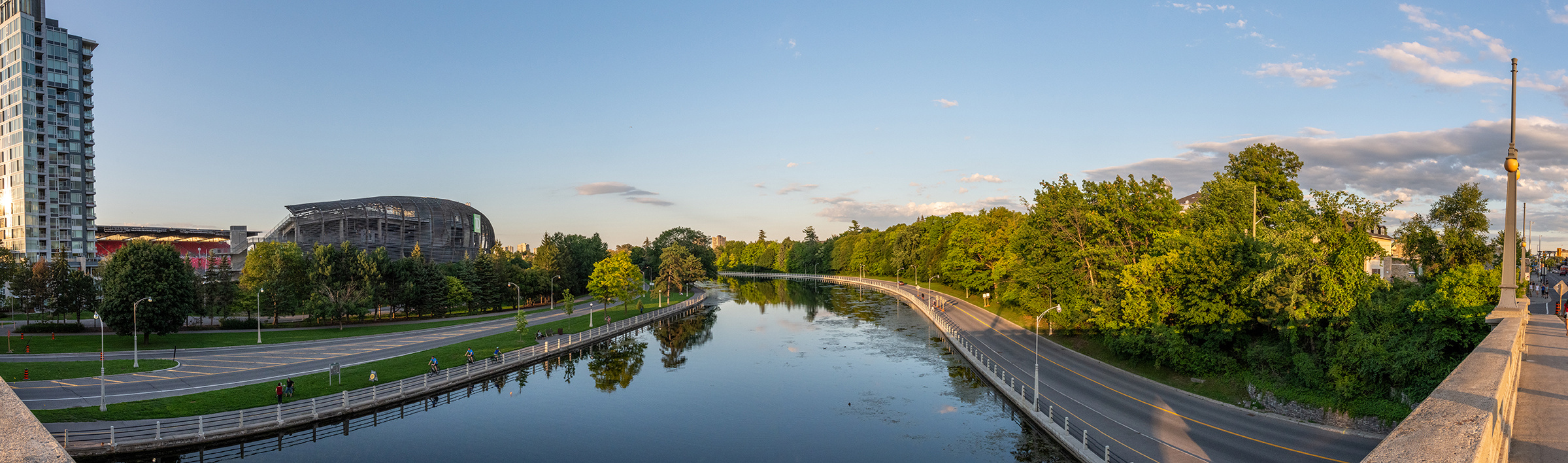 Rideau Canal in Ottawa afternoon with Lansdowne Park