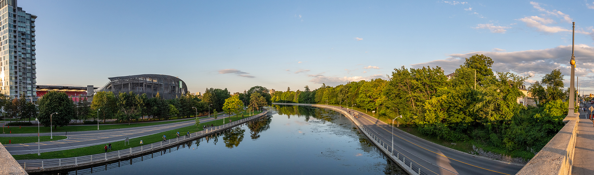 Rideau Canal in Ottawa afternoon with Lansdowne Park