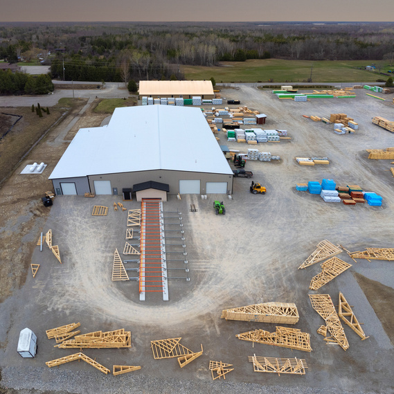 Aerial Drone photograph of manufacturing facility in Smiths Falls Ontario by Frank Fenn Architectural Photographer IDEA3