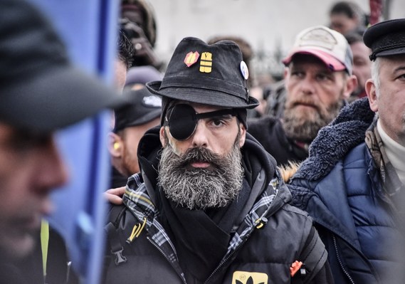 Le Gilet Jaune Jérôme Rodrigues à Paris.
