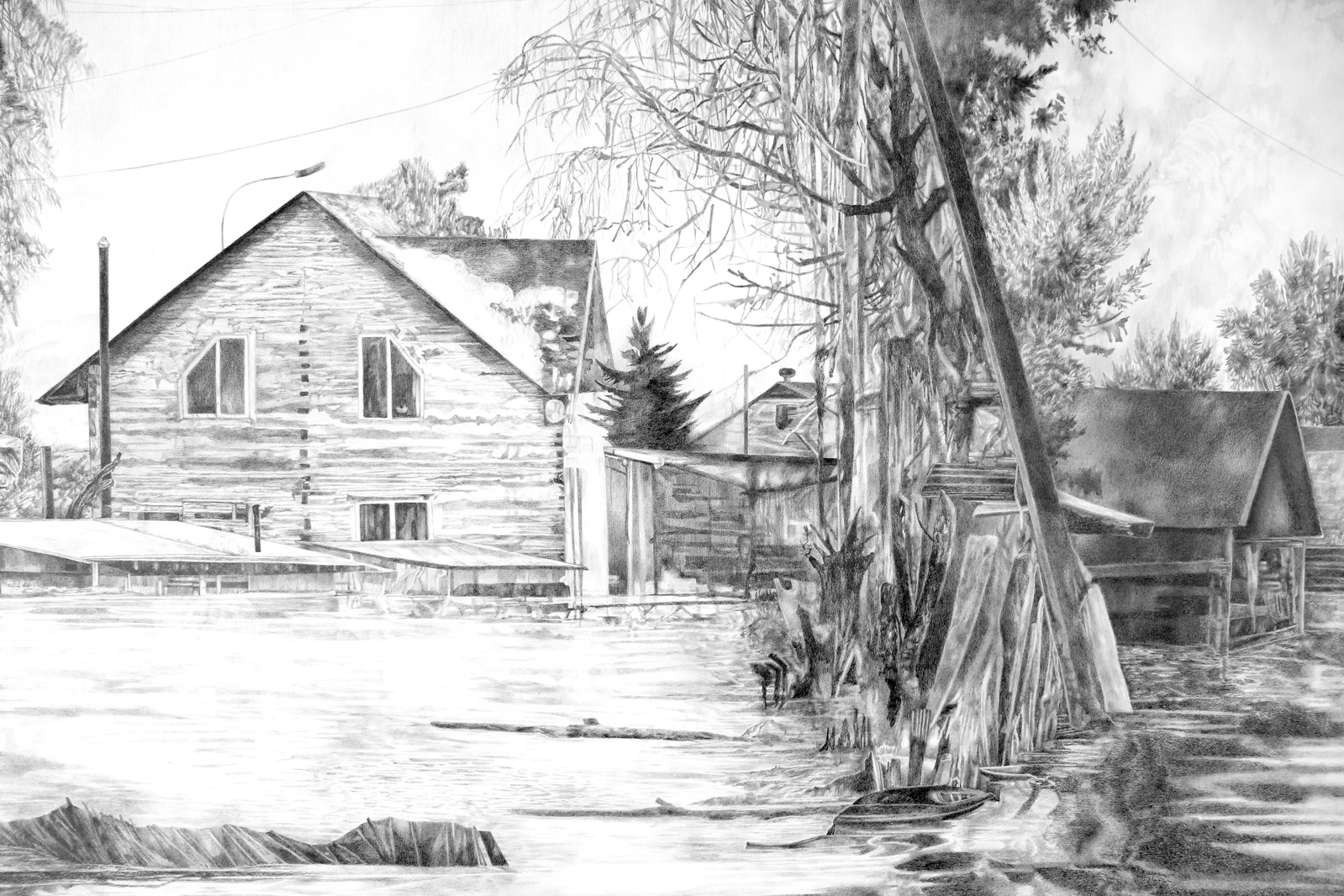Datcha crayon graphite stylo encre dyptique clara marciano 