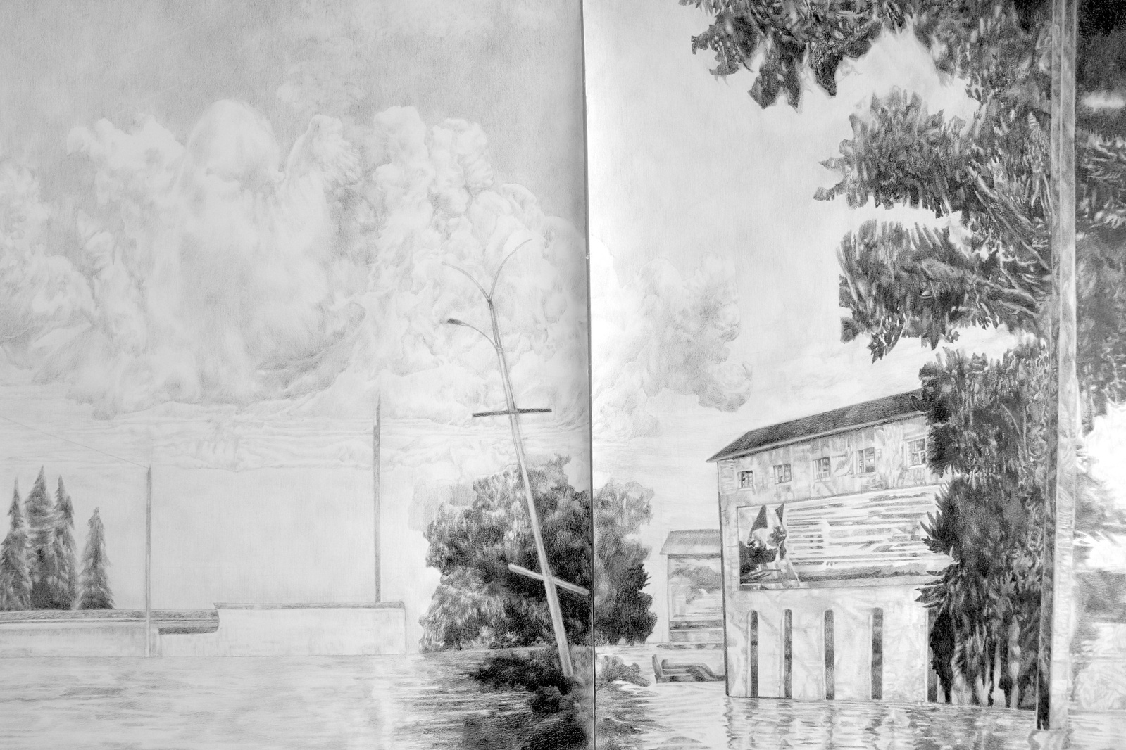 Datcha crayon graphite stylo encre dyptique clara marciano 